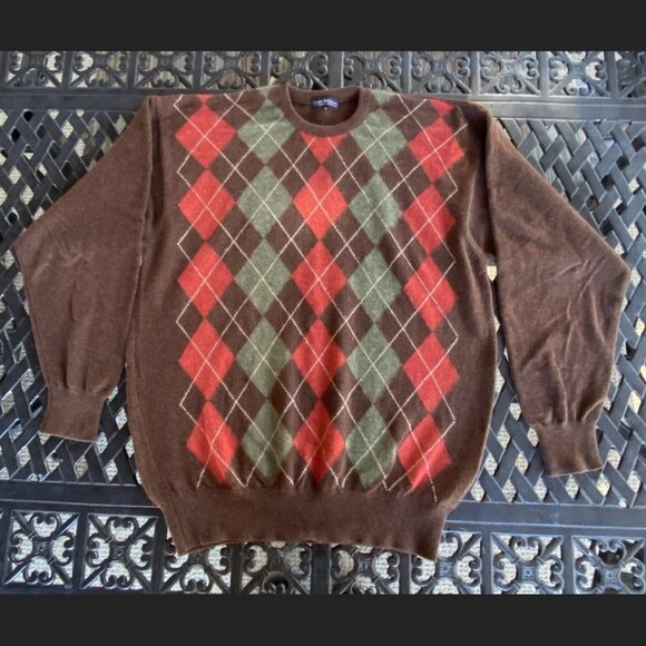 100% Cashmere - Clan Douglas - Scotland - LUXURY - Argyle Crew Neck Sweater - XL - Picture 7 of 8